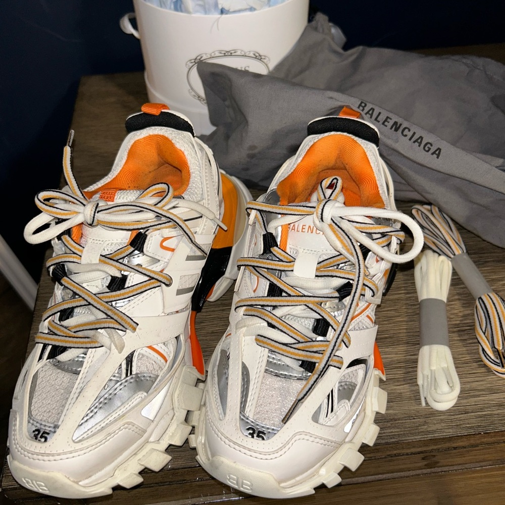 Balenciaga track sneakers worn 2 times cones with dust bag and laces no box…